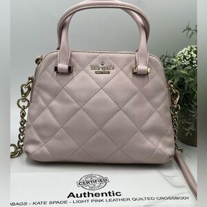Kate Spade Authenticated Emerson Place Maise Small Light Pink Quilted Crossbody‎